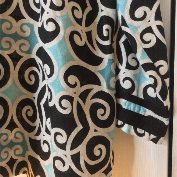 Bold Blue design Linen Tunic top - Picture 6 of 8